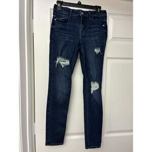 Old Navy Rockstar Super Skinny Jeans Women's 4 Distressed Mid Rise Dark Wash